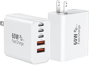 USB C Fast Charger Block, 60W USBC Wall Charger Plug, 2Pack 5-Port Type C Phone Charging Cubes Power Adapter Multiport Brick for iPhone 17/...