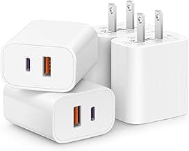 [4 Pack] USB C Charger Block Fast Charging Multiport Adpater [PD 20W USB-C & QC 3.0 USB-A Port] for iPhone 17/16/15/14/13/12/11/X/8, iPad,...