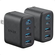 Anker Zolo USB C Charger Block,2-Pack Type C Charger Fast Charging with 50W Max Output,2 USB-C and 2 USB-A,Compact and Stable Design,for iP...