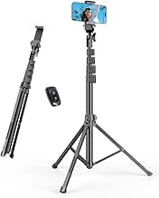 EMART 62’’ Cell Phone Tripod Stand, Adjustable Floor Cellphone Tri Pod Holder with Remote for iPhone and Android, Portable Compact Smartpho...