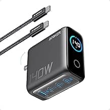 Anker MacBook Pro Charger,140W Max 4-Port GaN USB C Charger Block with Smart Display,Fast Charger USB C Power Adapter,Touch Controls for Ma...